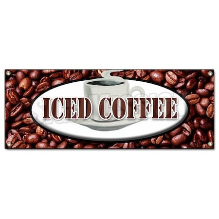 Signmission ICED COFFEE BANNER SIGN fresh brewed cold ice latte mocha frappe java B-Iced Coffee
